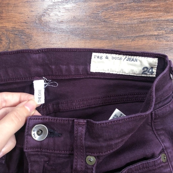 rag & bone • The Dre skinny boyfriend jeans Aged Wine burgundy maroon ankle slim - Picture 6 of 10